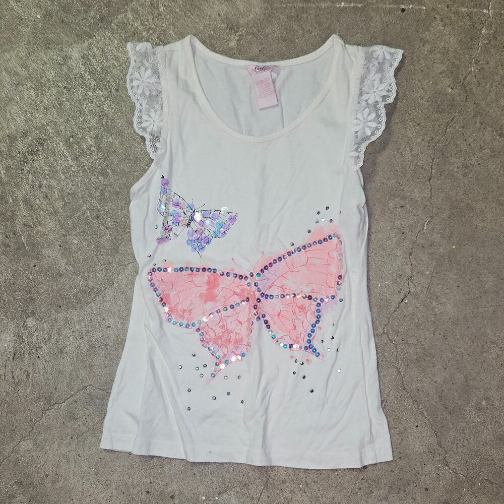 Candie's Tank Top - butterfly sequins - size 10-12